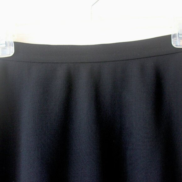 DKNY Vintage 90's 100% Wool Black Professional Flowy Midi Skirt 4 - Picture 2 of 7
